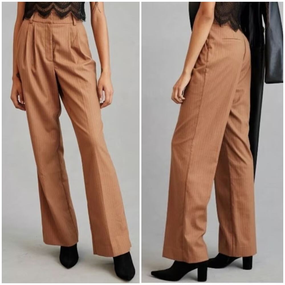 Favorite Daughter The Favorite Pant Pleated Pinstripe Camel Brown 4